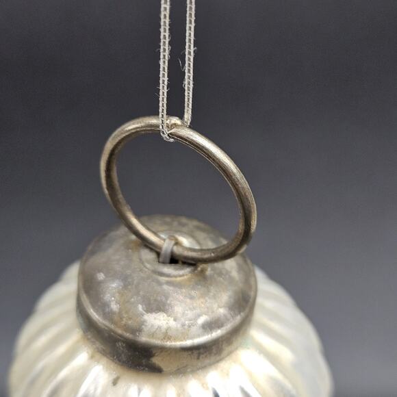 Vintage Mercury Glass Christmas Ornament Ribbed Silver Holiday Ball 2.5 Inch Rou - Picture 6 of 8